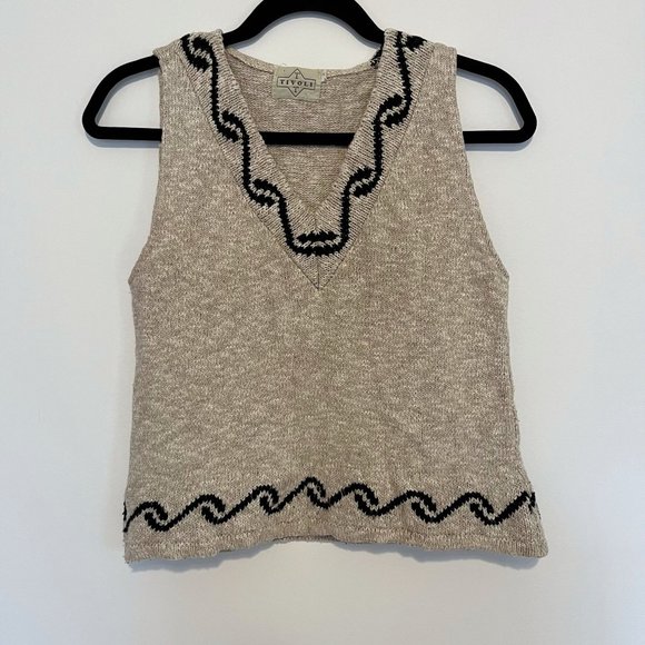 Vintage Tivoli Cotton and Linen Knit V Neck Sweater Vest - Picture 1 of 6